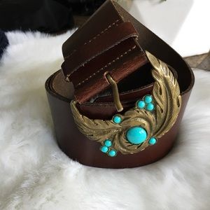 H&M Brown Embellished Blue Belt